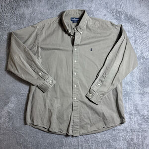 Vintage Polo Ralph Lauren Long Sleeve Shirt Blake 100% Cotton Green Khaki Men XL